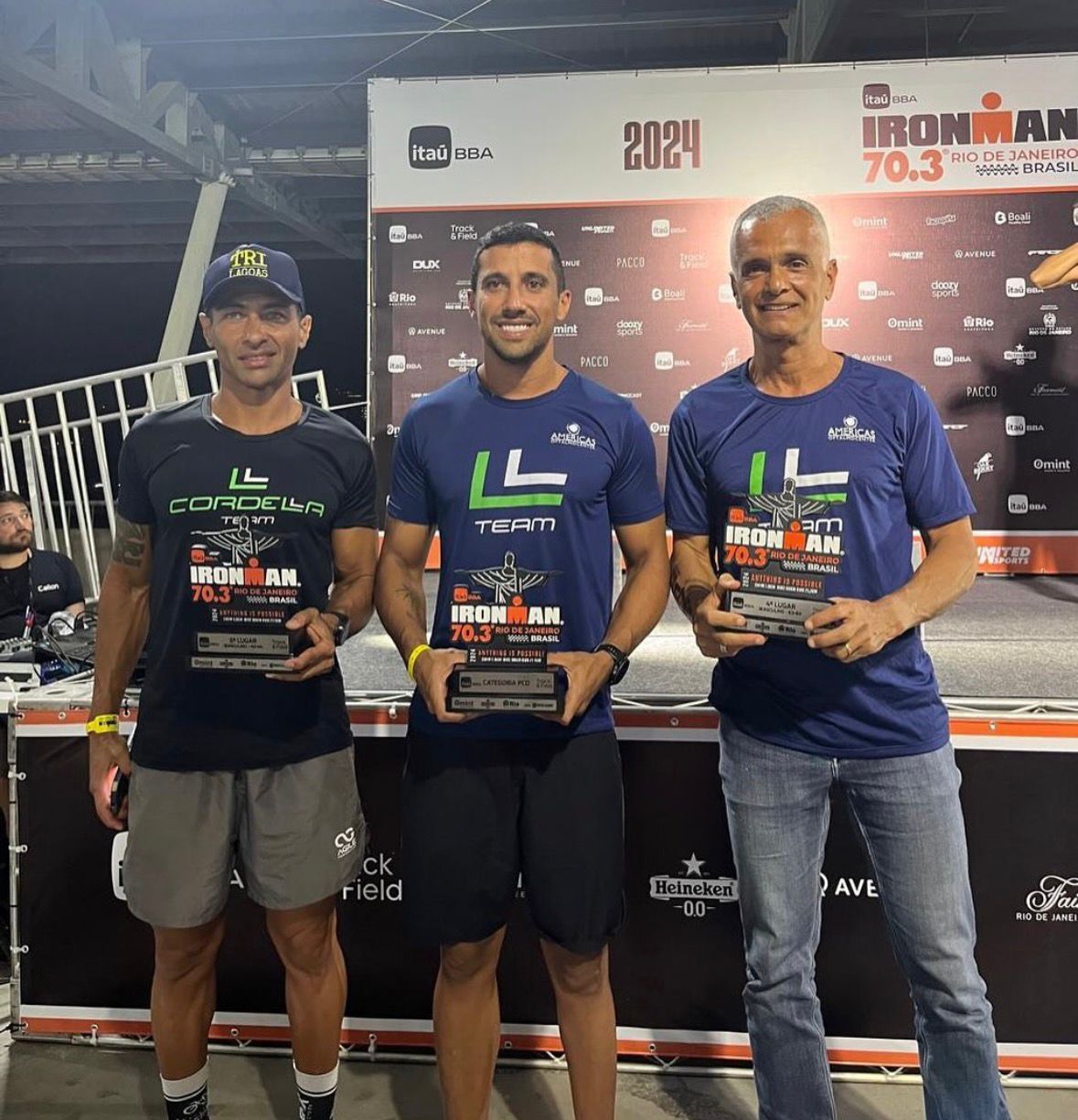 Pódio IRONMAN 70.3 Rio de Janeiro 2024 com atleta Cordella Team